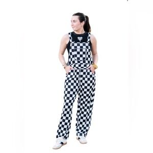 NWT- Turquoise Haven Checkered Overalls